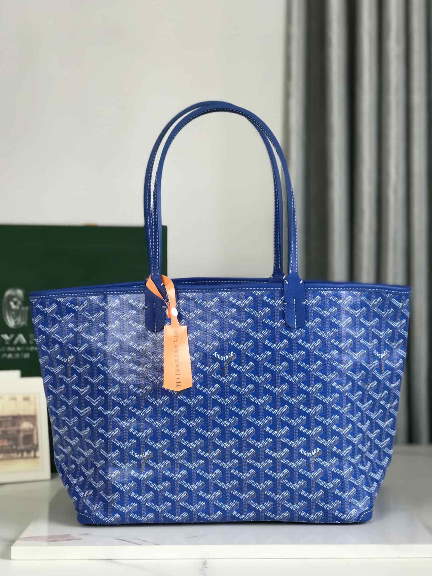 ARTOIS PM BAG Goyardine Canvas & Chevroches Calfskin Blue High