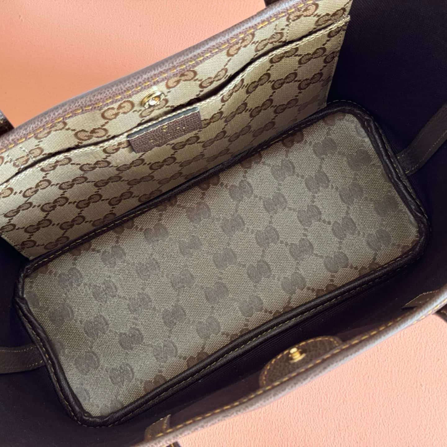Gucci Tribeca small tote bag sand and brown GG canvas 875236 High