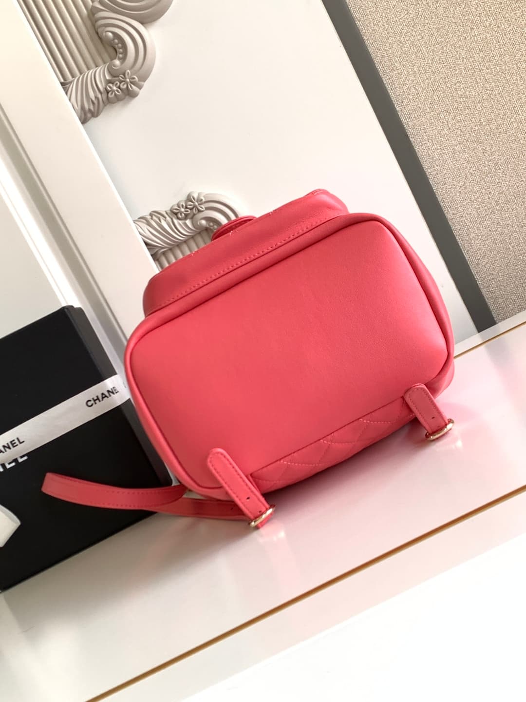 Chanel Medium Quilted Duma Backpack Lambskin AS3618 Rose Red A