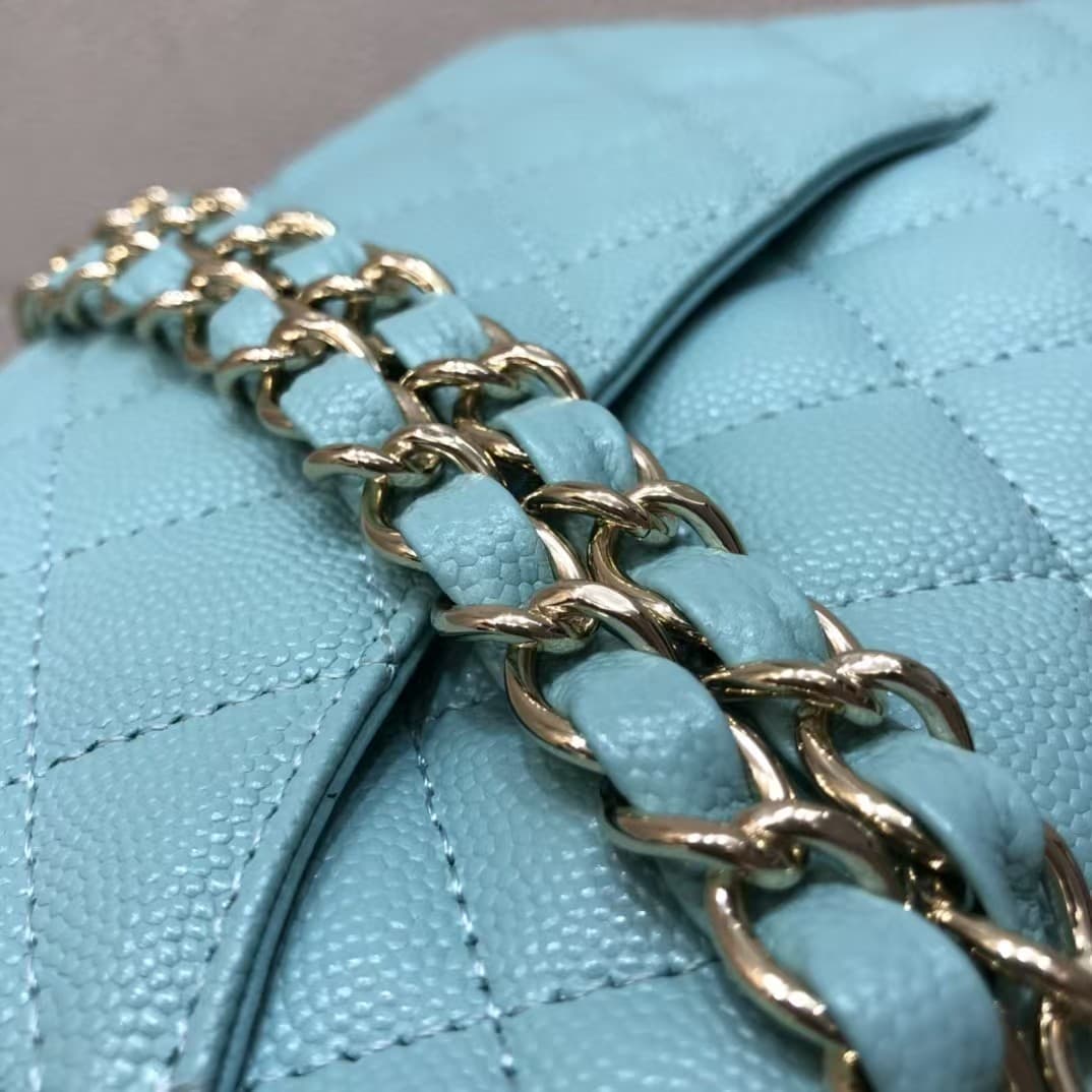 Chanel Mini CLASSIC HANDBAG Grained Calfskin Sky Blue A