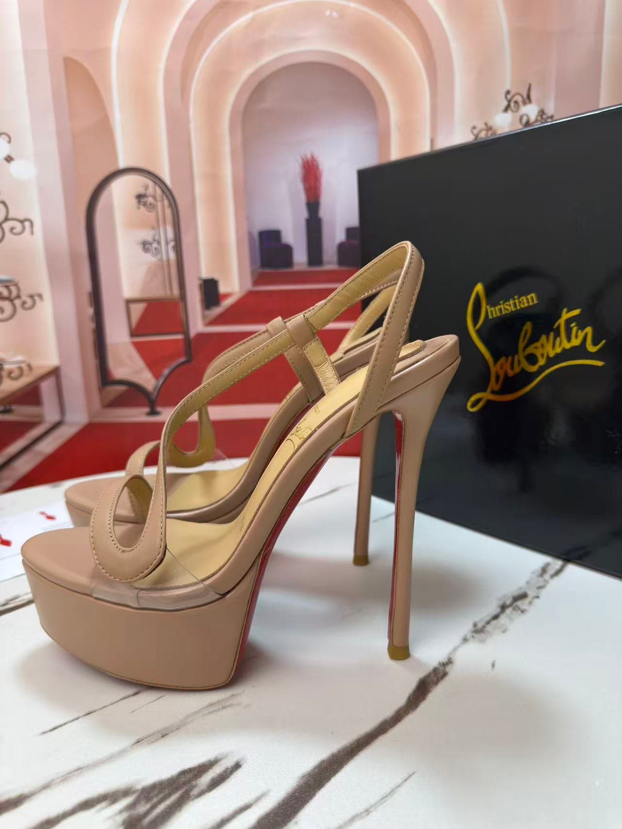 Christian Louboutin Rosalie Alta 150 blush leather sandals