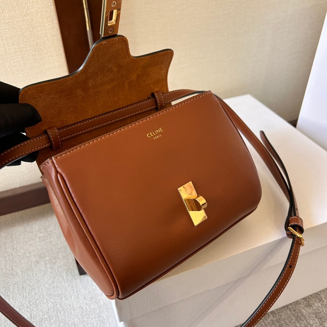 Celine Calfskin Small 16 Bag in Tan High
