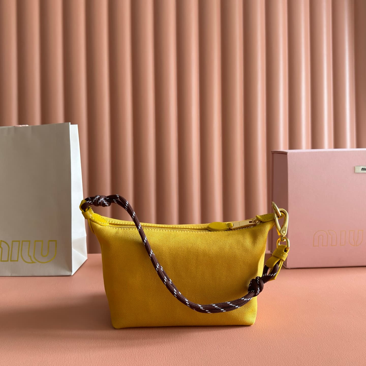 Miu Miu Gabardine pouch Topaz/Brandy 5NE841 High