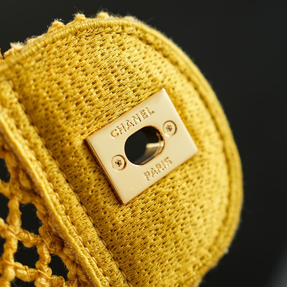 CHANEL Coco Beach Flap Bag Mesh, Strass & Gold-Tone Metal AS6156 Yellow A