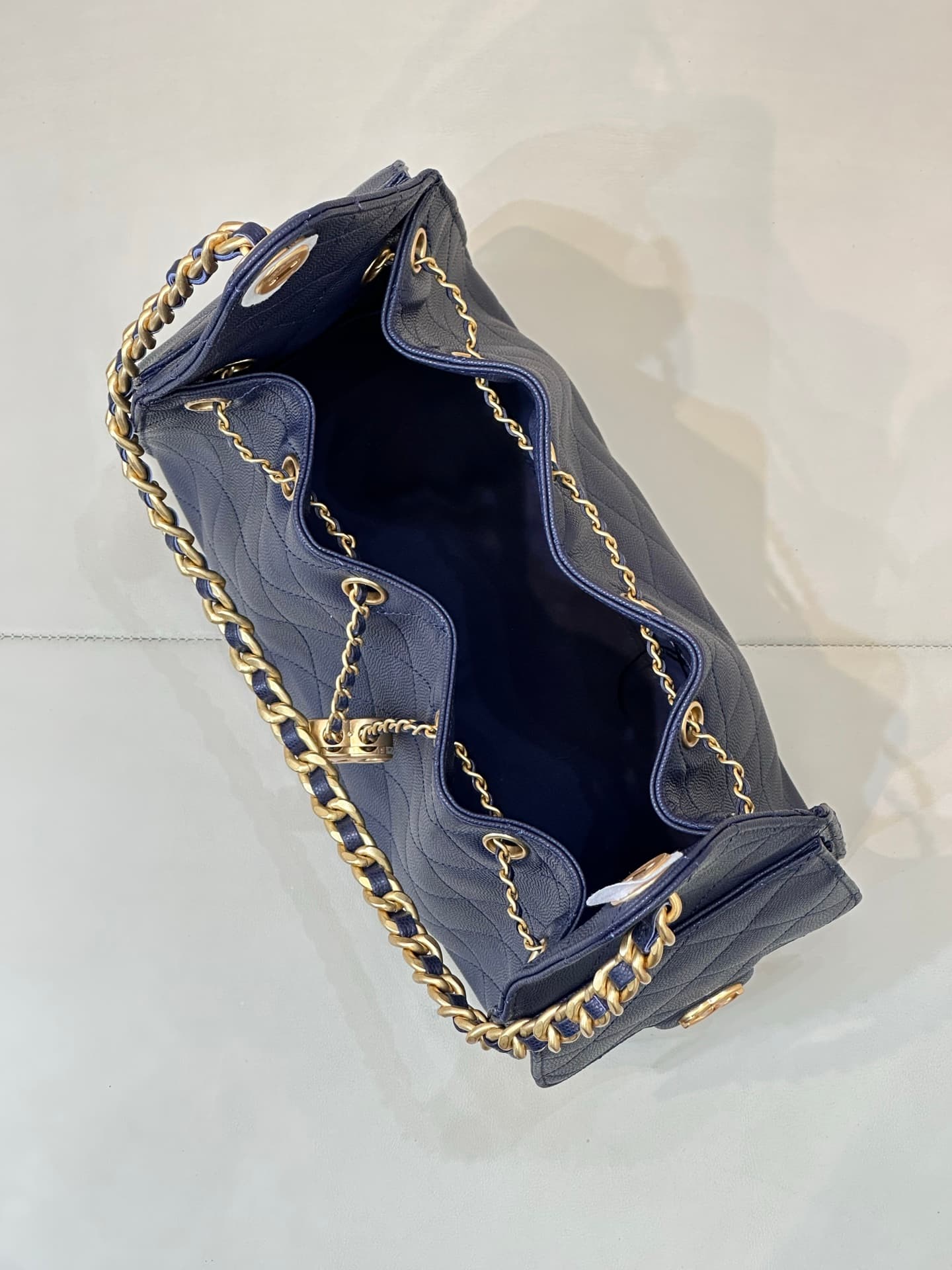 Chanel 25 Small Hobo handbag AS5293 Grained Calfskin & Gold-tone Metal Dark Blue TOP