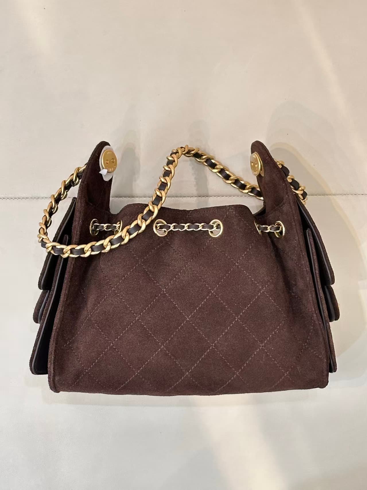 CHANEL 25 Mini Handbag AS5631 Suede &Gold-tone Metal Coffee TOP