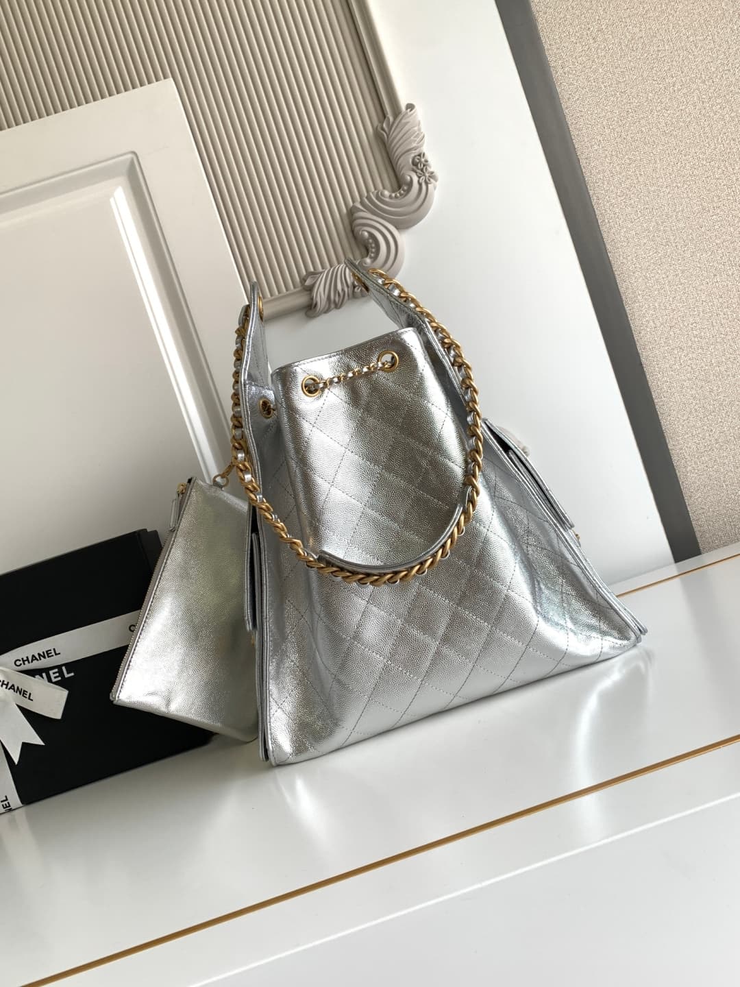 Chanel 25 Medium Hobo Medium handbag AS5311 Grained Calfskin & Gold-tone Metal Silver A