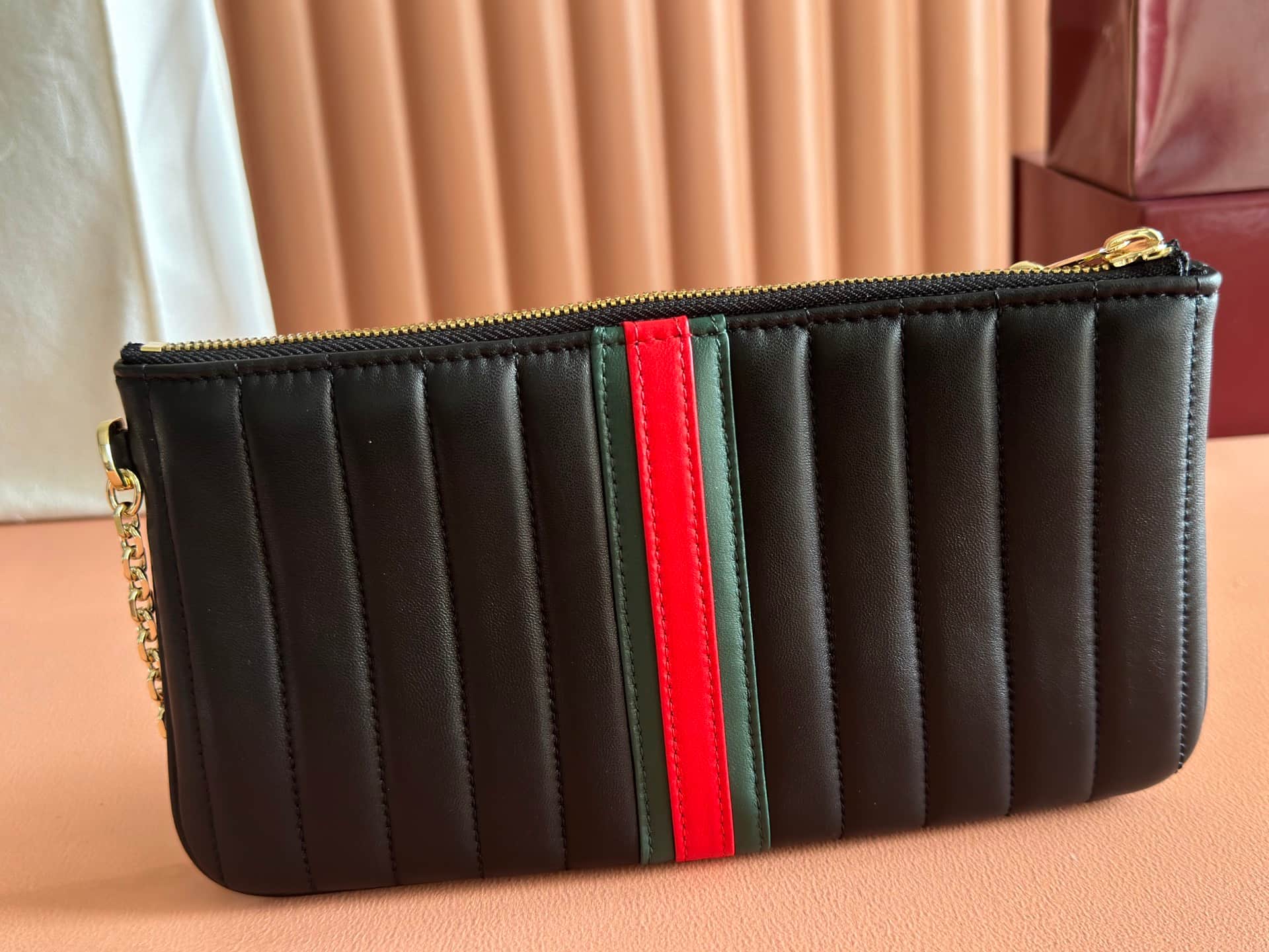 Gucci GG Marmont pouch with strap Black vertical matelassé nappa leather A006X2 High