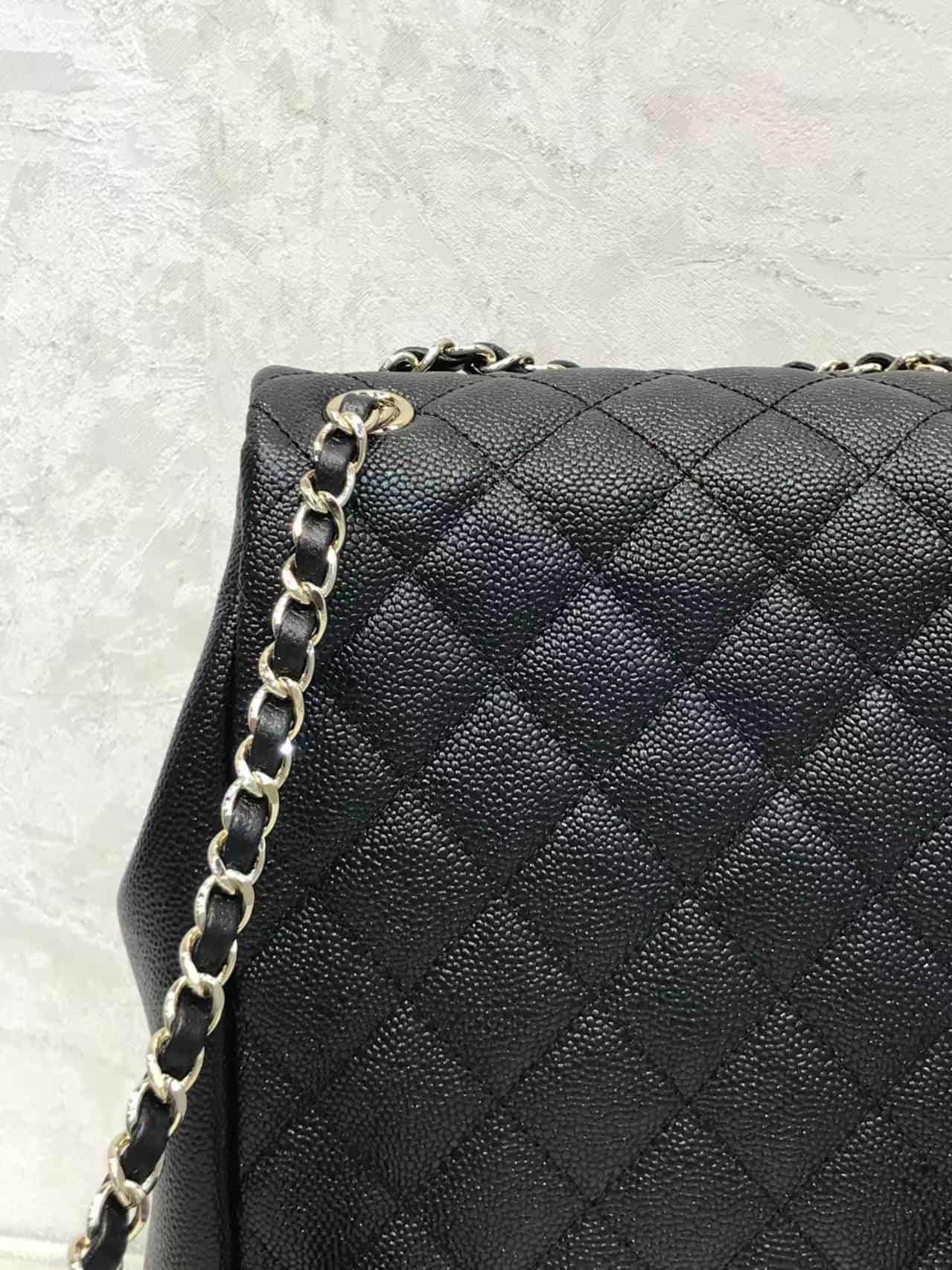 Chanel BACKPACK AS3860 Grained Shiny Calfskin & Gold-Tone Metal Black TOP