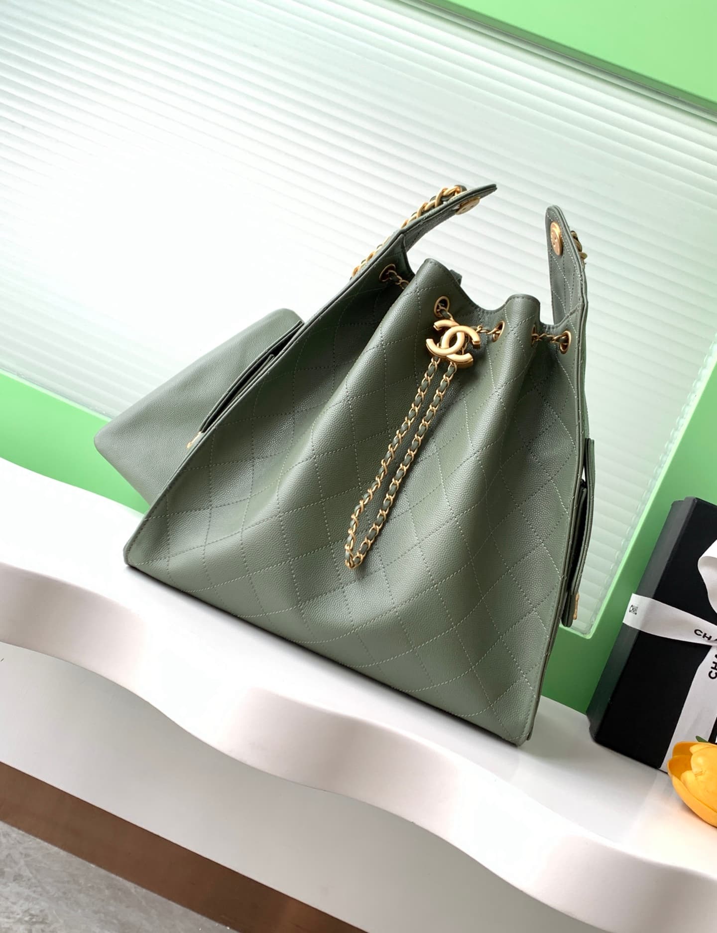 Chanel 25 Medium Hobo Medium handbag AS5311 Grained Calfskin & Gold-tone Metal Green A