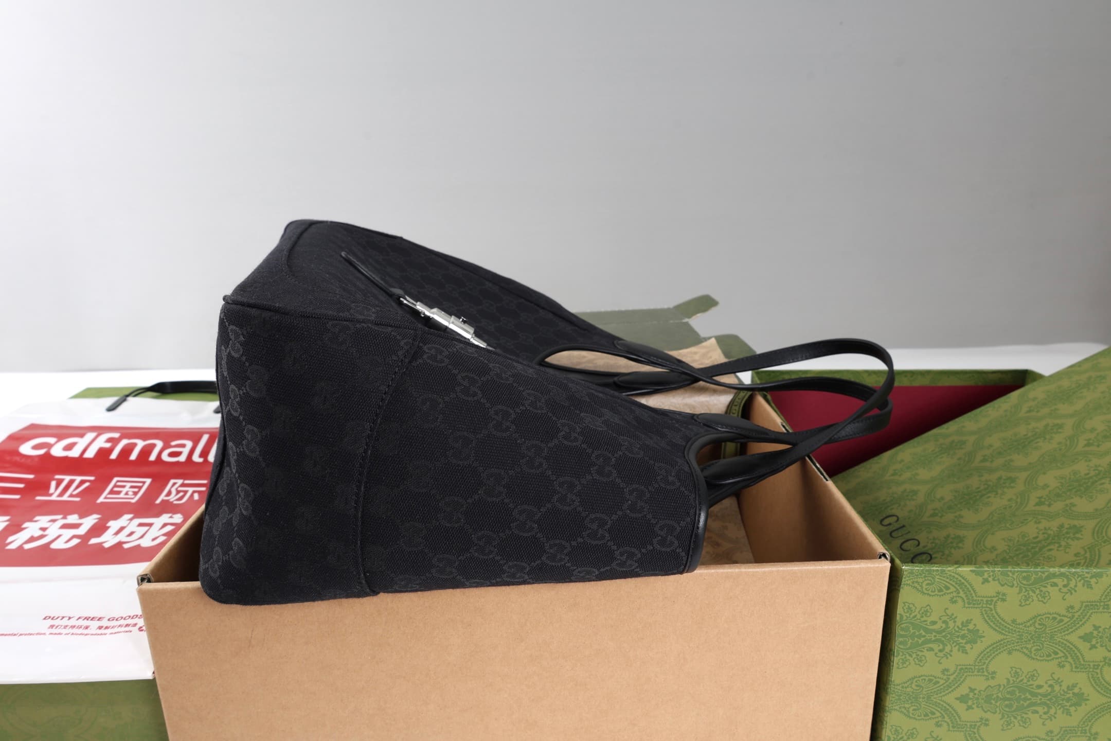 Gucci Mercato medium tote bag Black GG canvas 866645 High