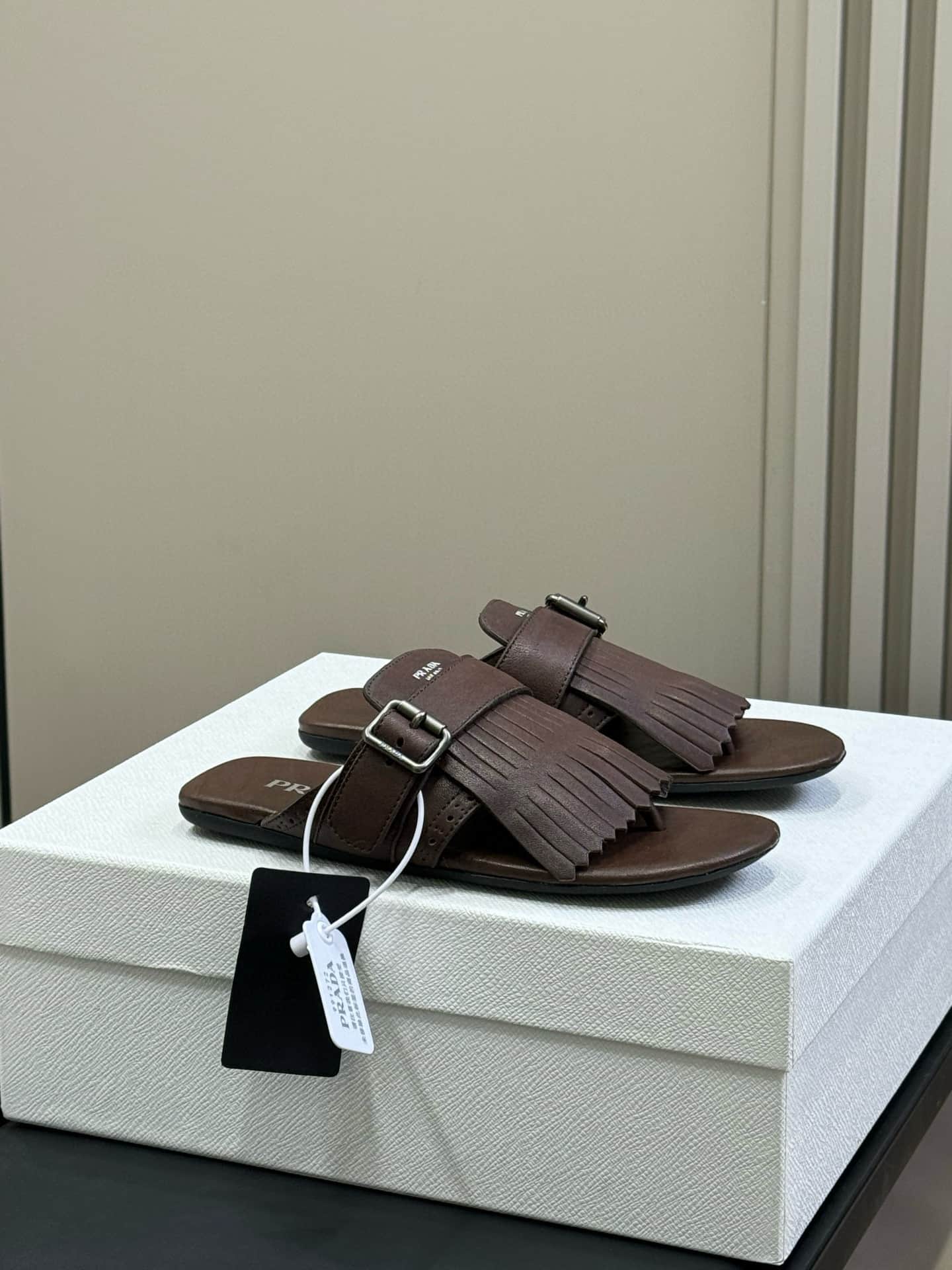 Prada Shuffle Leather Thong Sandals Women
