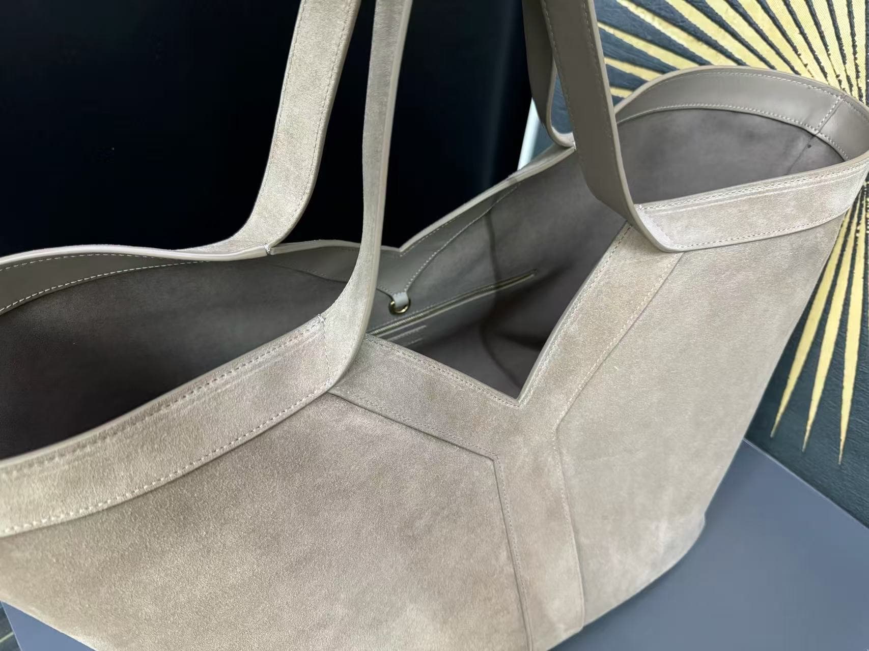 Saint Laurent Y tote in suede in Grey High