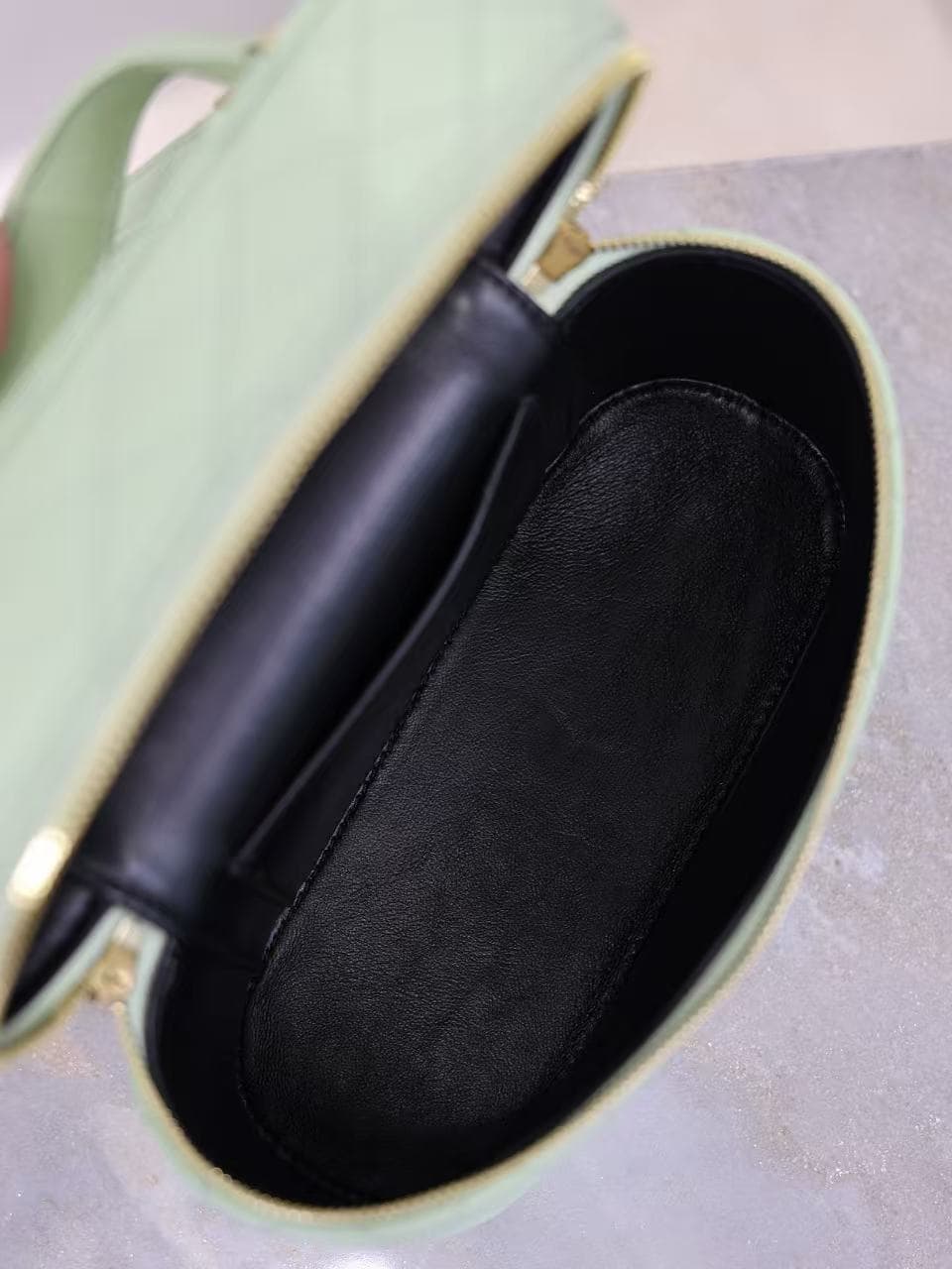 Saint Laurent Gaby mini lambskin vanity bag in light green high