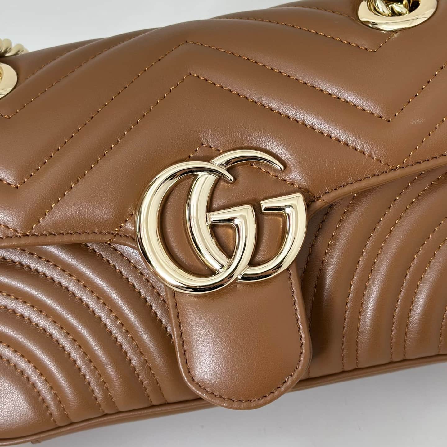 GG Marmont mini matelassé shoulder bag brown leather 446744 high