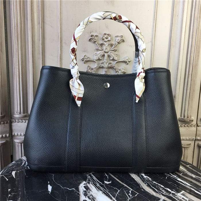 Hermes Garden Party 30/36 Bag Calfskin In Black High