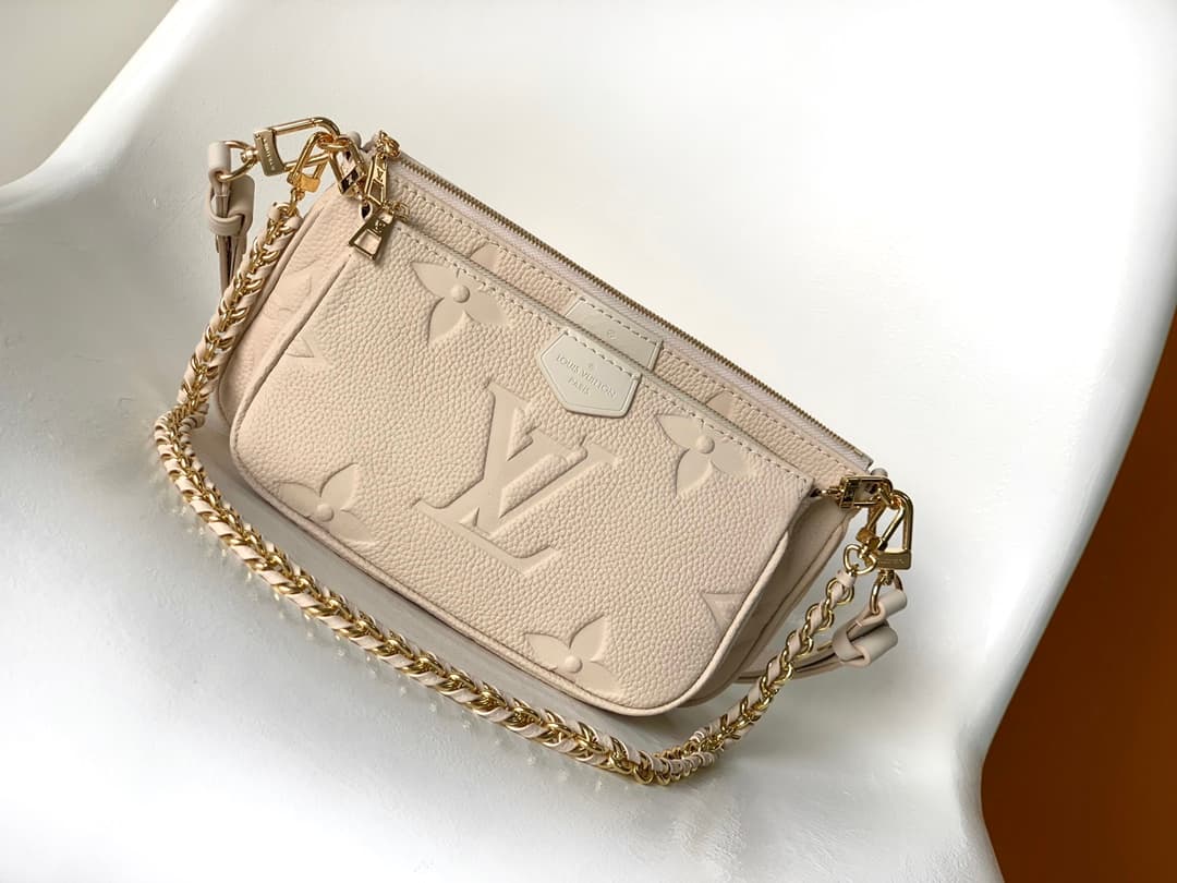 Louis Vuitton Multi Pochette Accessoires Crème Beige Monogram Empreinte Leather M46568 High