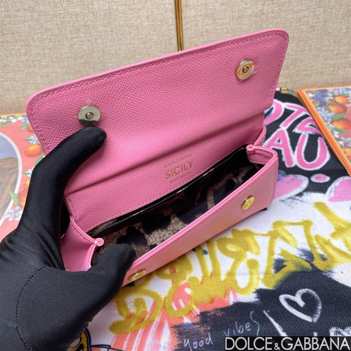 Dolce & Gabbana Miss Sicily top handle bag calfskin leather Pink High