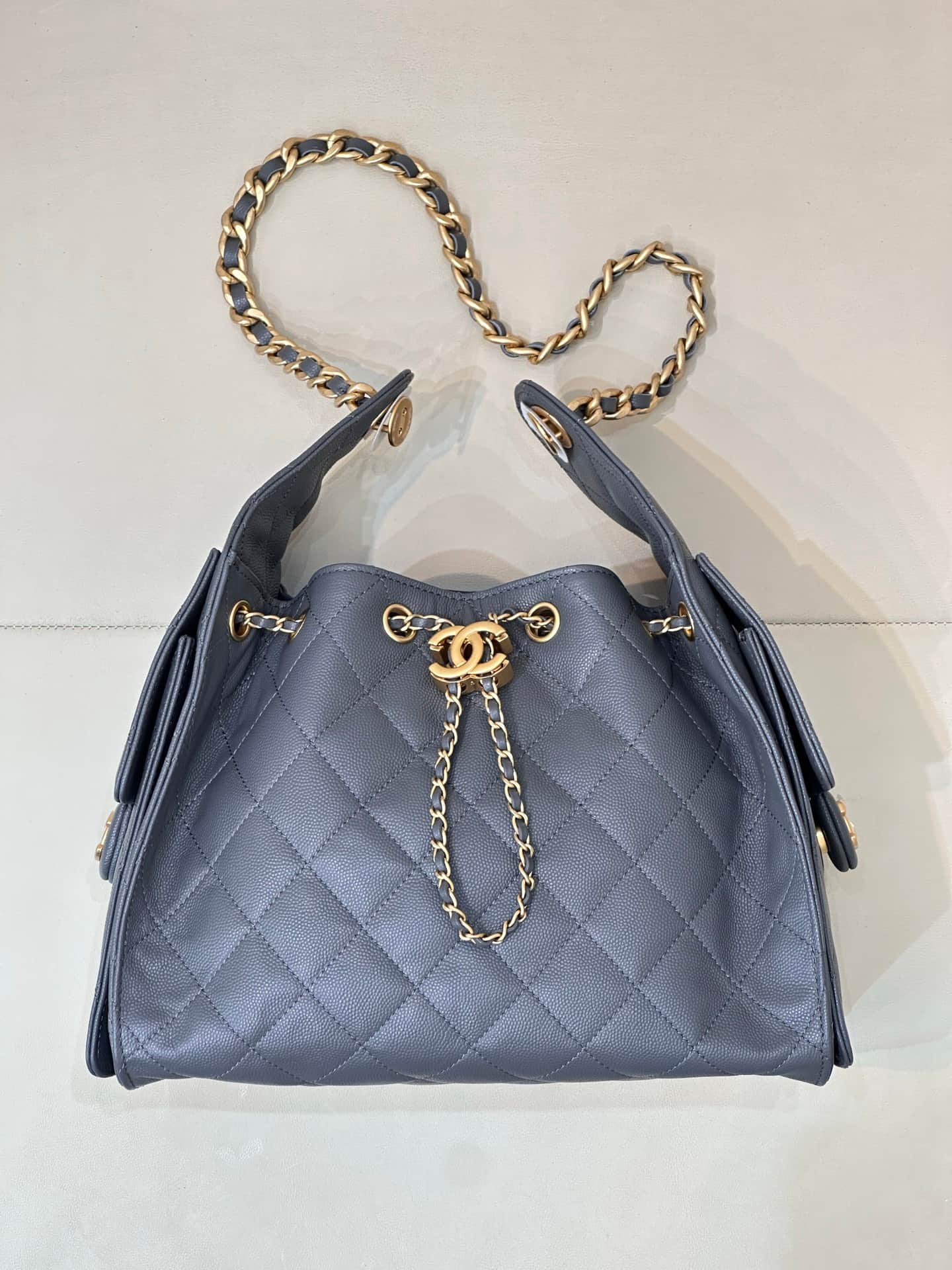 Chanel 25 Small Hobo handbag AS5293 Grained Calfskin & Gold-tone Metal Dark Grey TOP