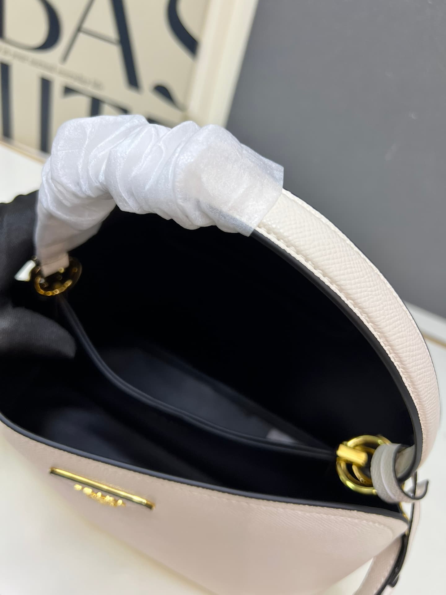 Prada Saffiano Leather Matinée Handbag White
