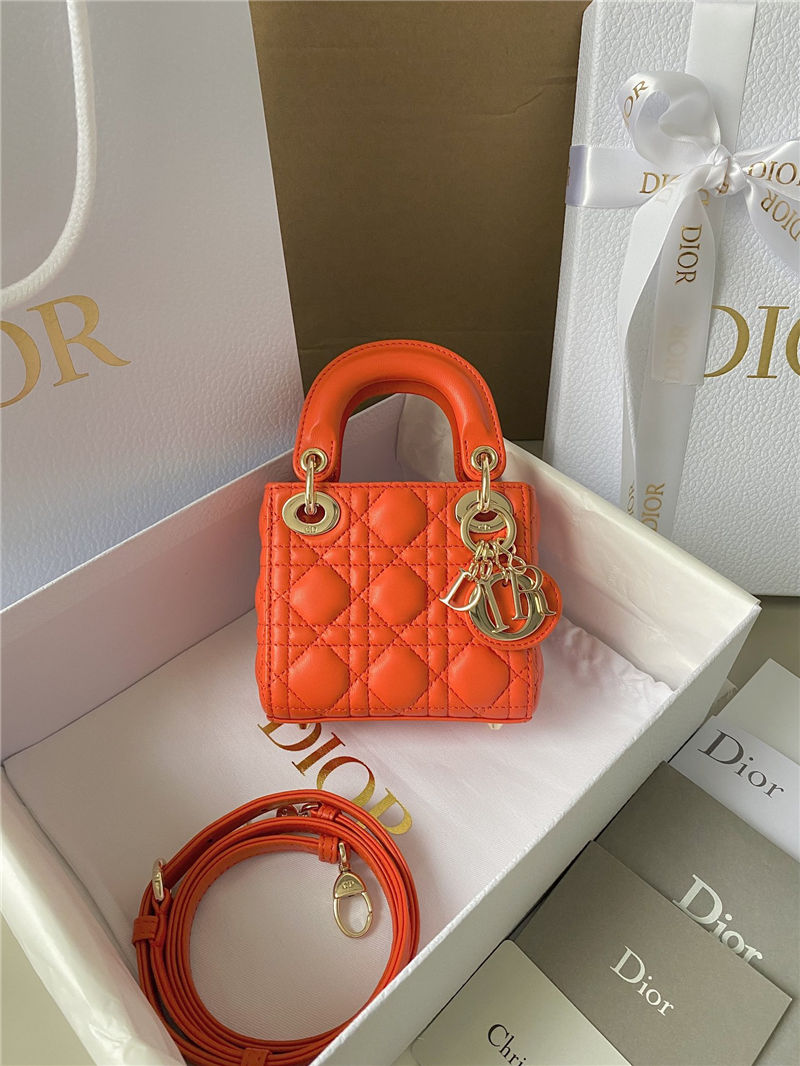MICRO LADY Dior BAG Cannage Lambskin Orange High