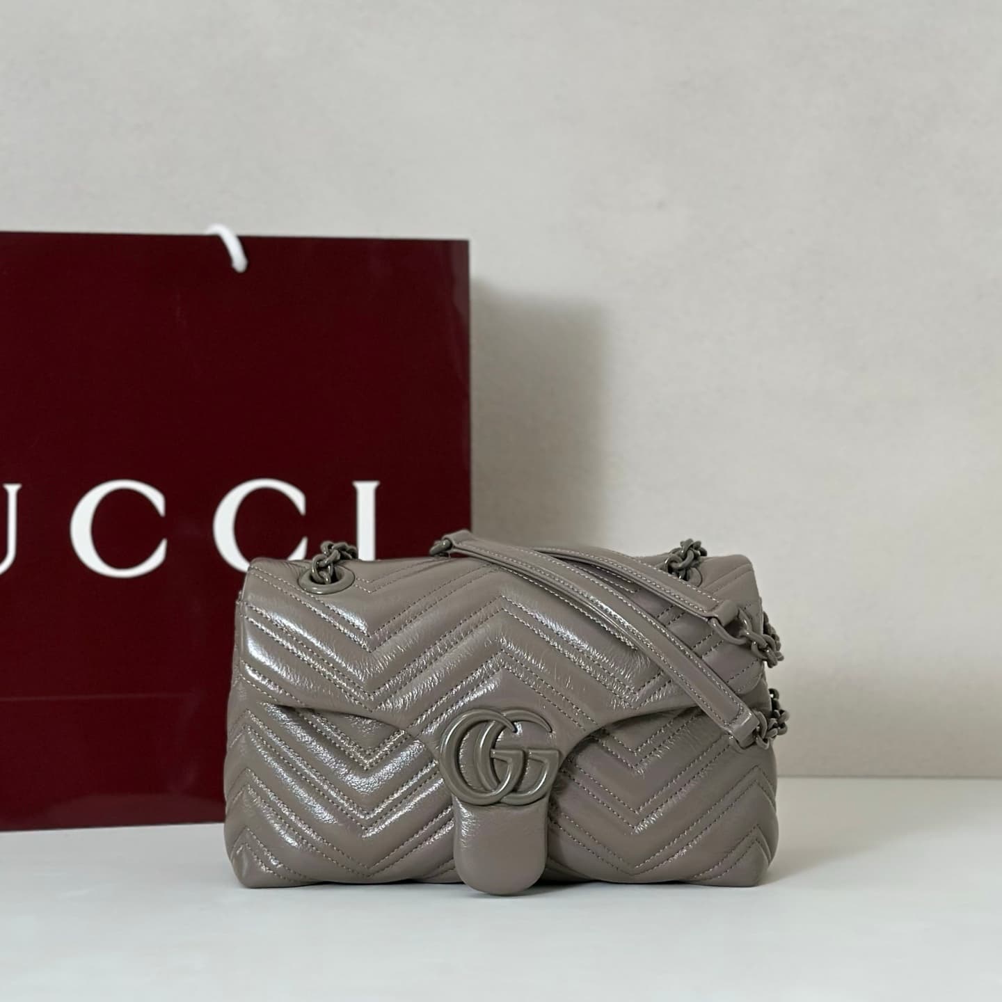 Gucci GG Marmont Small Shoulder Bag 855371 Grey High