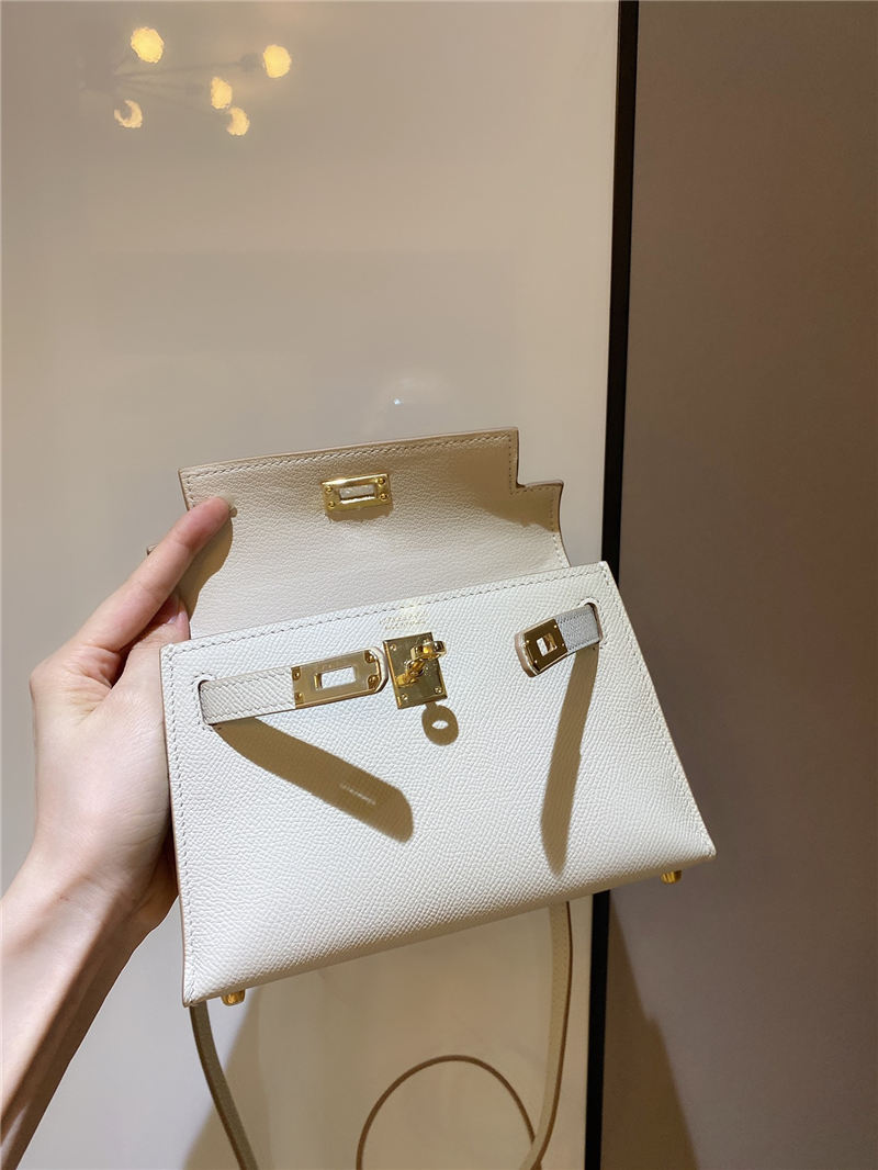 Hermes Kelly Mini II Bag Epsom Leather In Craie CTN High