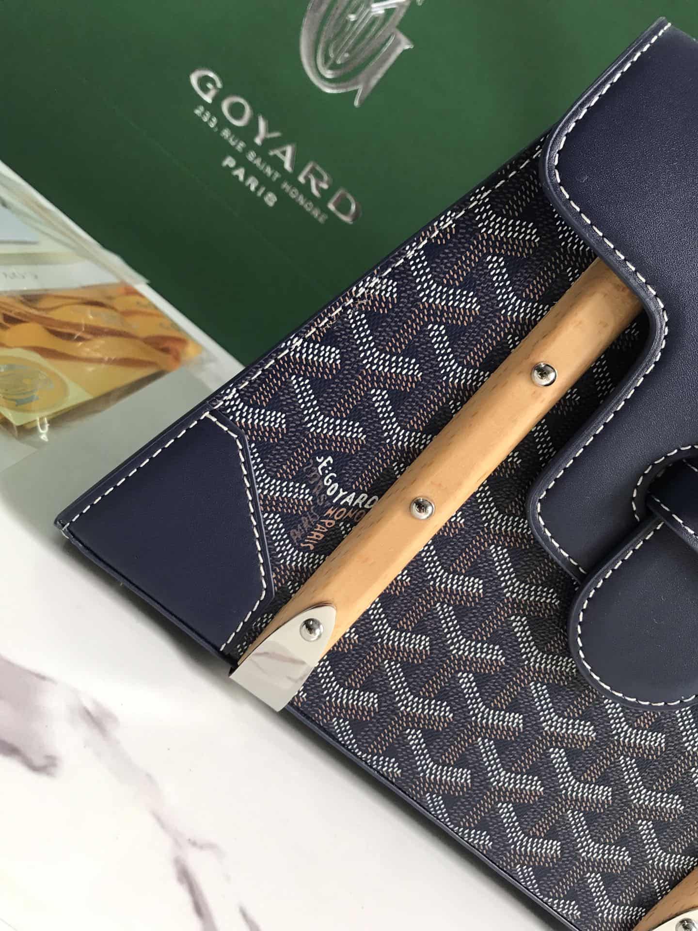 Saïgon PM Bag Goyardine Canvas & Clamecy Cowhide Navy High
