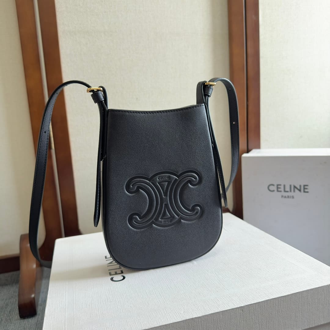 Celine Heloise Phone Pouch in Black Supple Calfskin Leather High