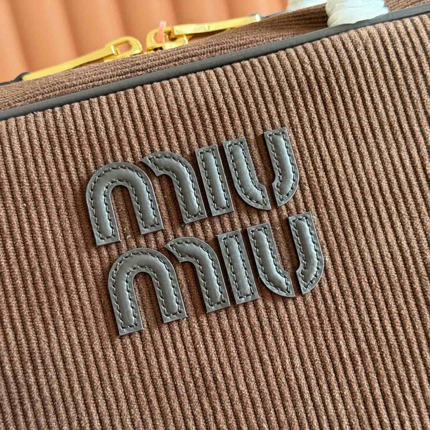 Miu Miu Suede Calfskin Beau bag Dark Brown 5BB117 TOP