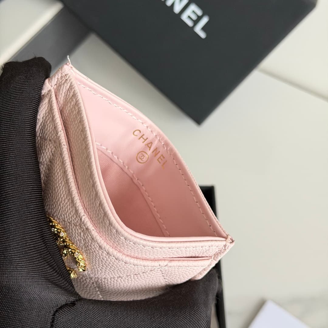 Chanel Card Holder Grained Calfskin Strass& Gold-Tone Metal AP5072 High