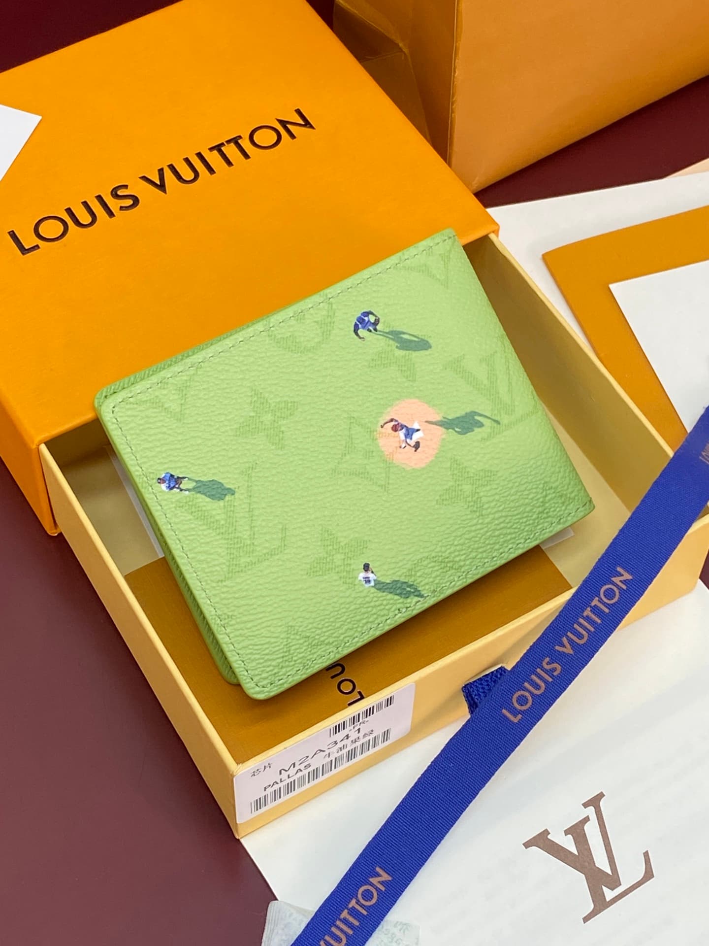 Louis Vuitton Slender Wallet Baseball Green Monogram coated canvas M2A341 High