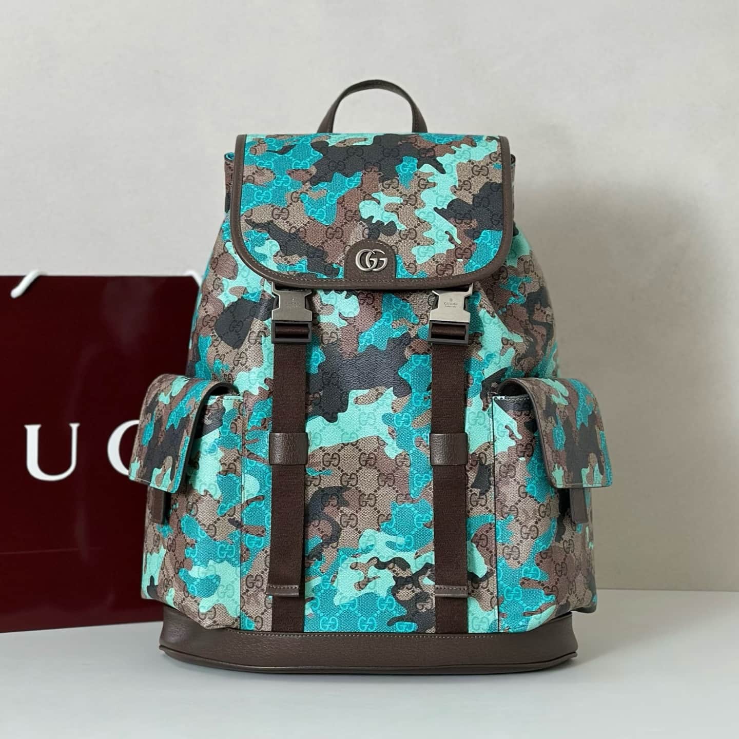 Gucci Ophidia Large Backpack Blue Camouflage 839110 High
