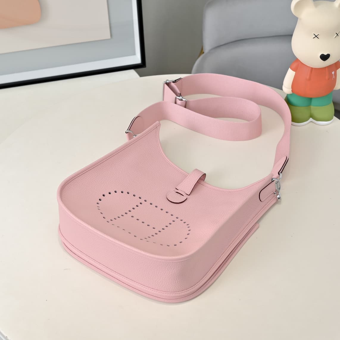 Hermes Evelyne III PM Bag Clemence Leather In Pink High