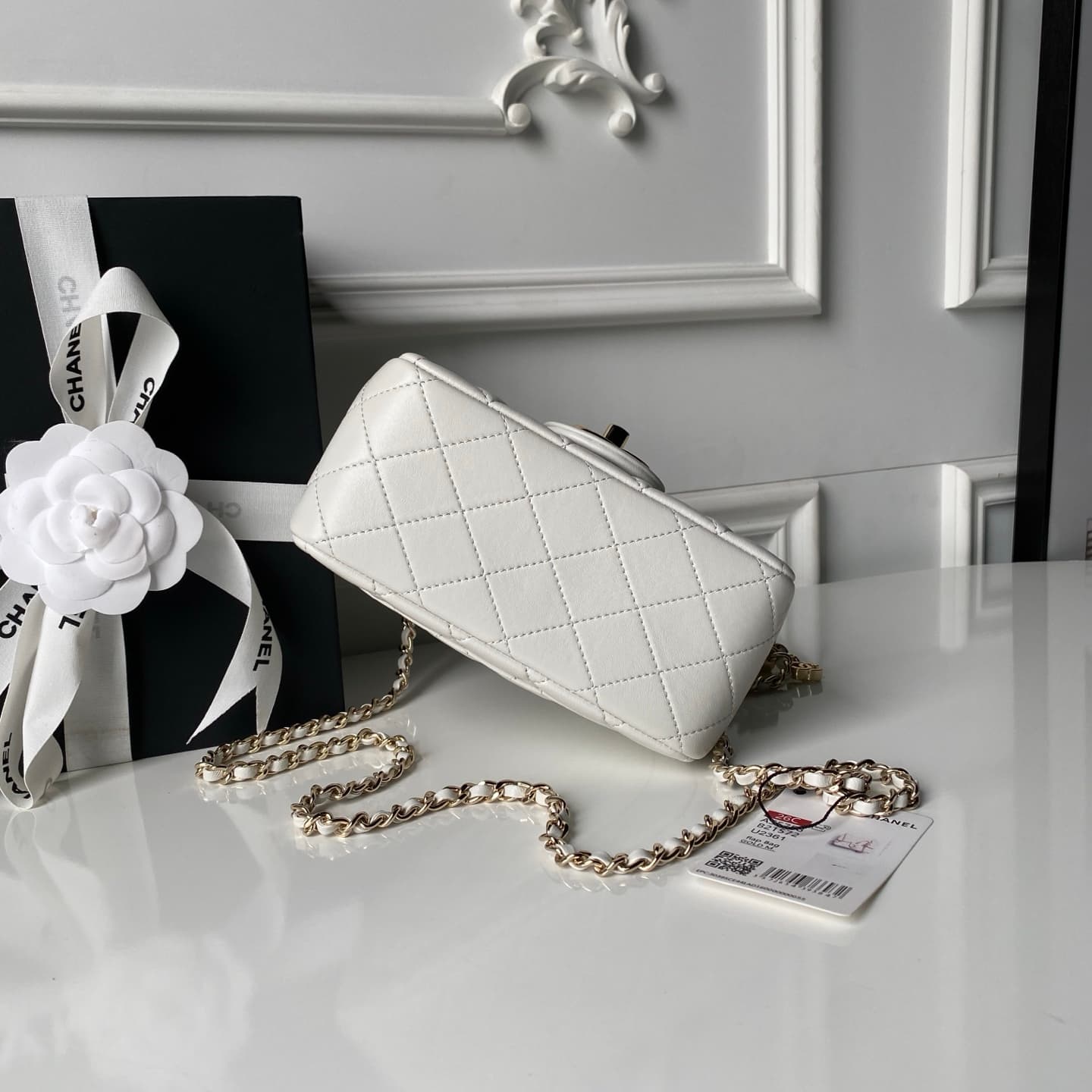 Chanel Mini Classic Flap Bag Lambskin & Gold-Tone Metal AS5758 White High