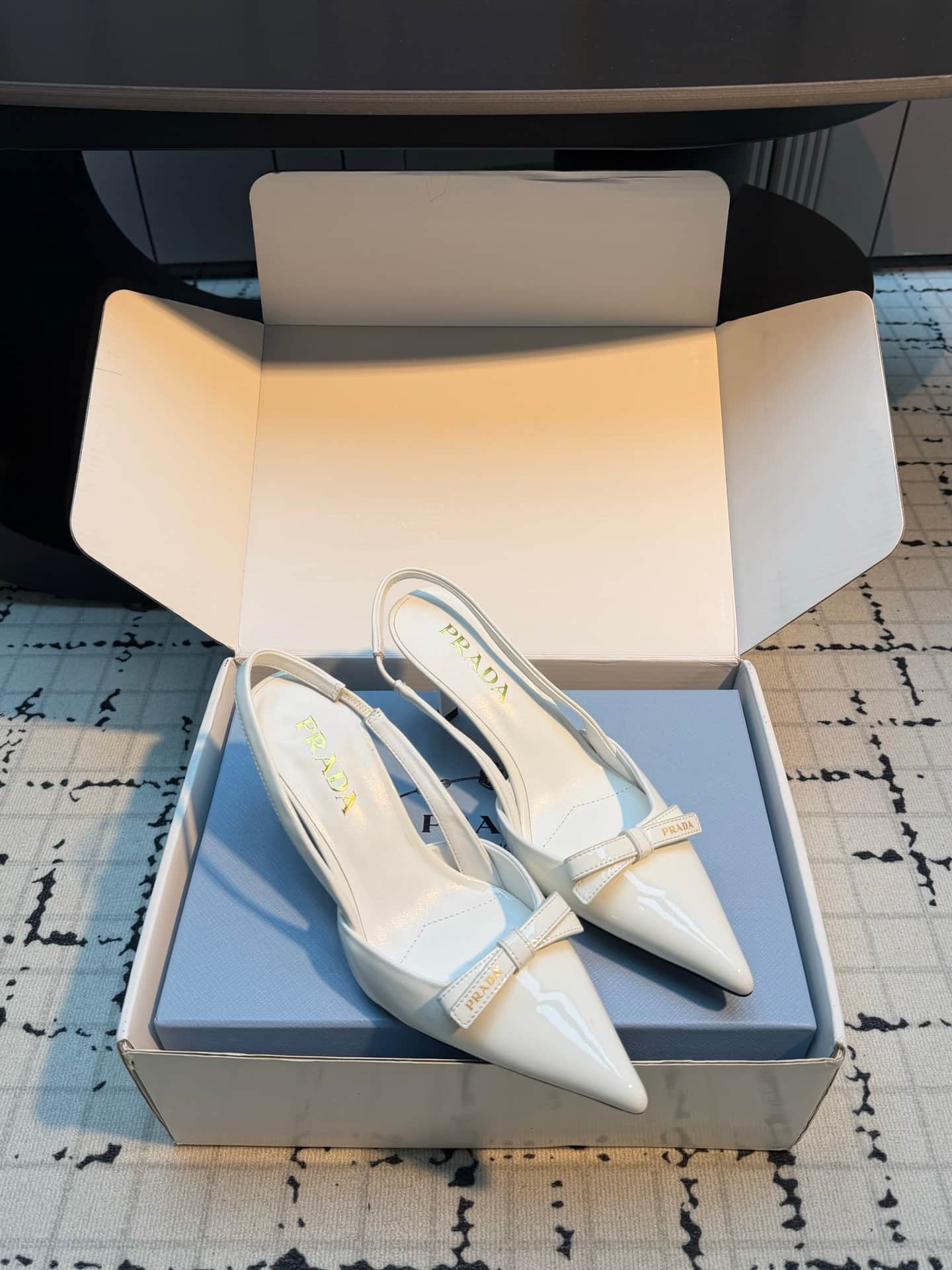 Prada Bow Pointed Toe Slingback Pumps Women