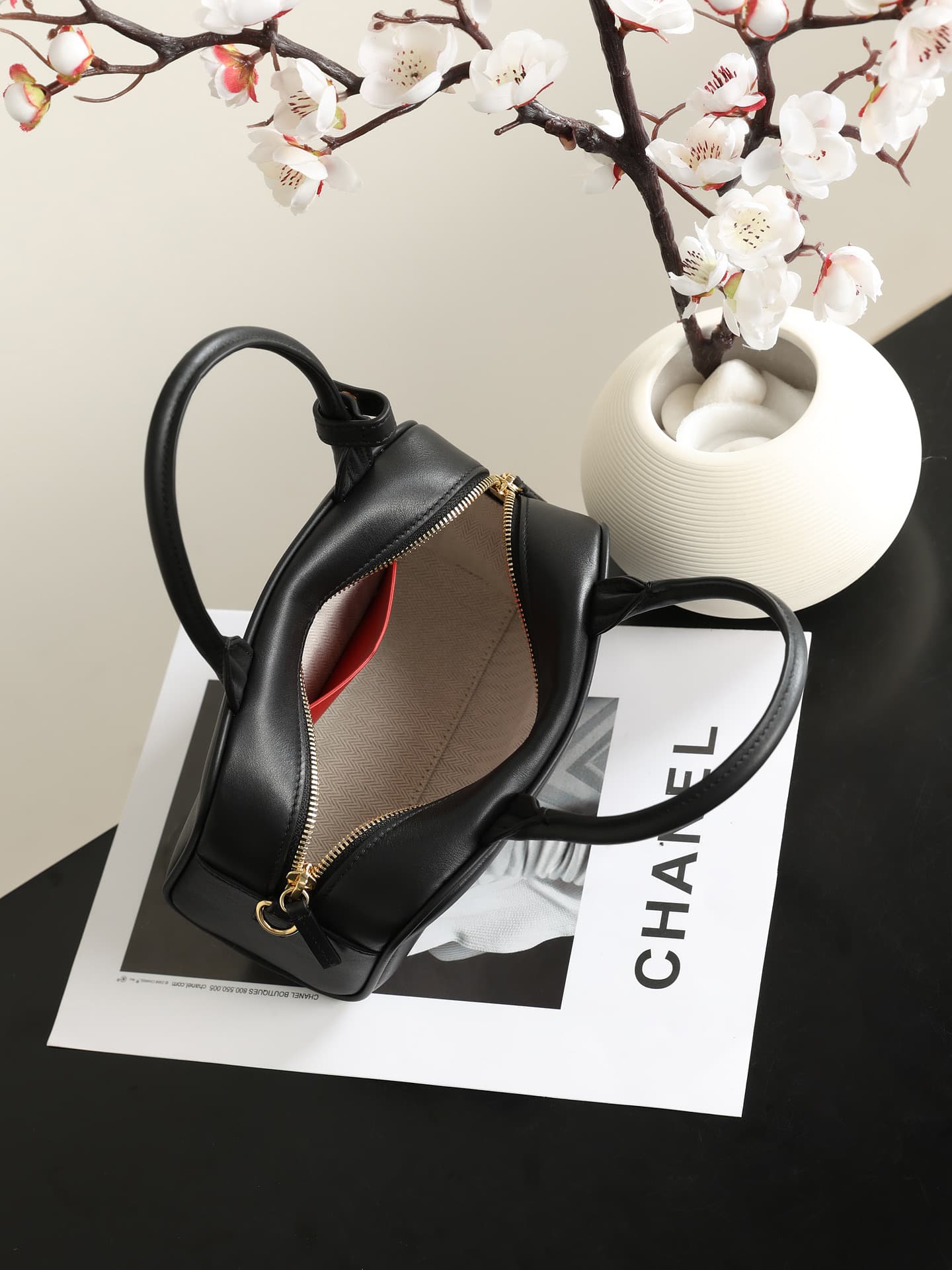 Chanel Mini Bowling Bag Calfskin & Gold-Tone Metal Black AP5528 A