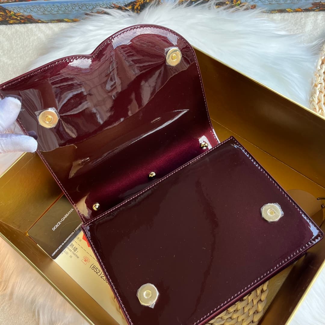 Dolce & Gabbana dark brown patent calf leather DG Logo crossbody bag high