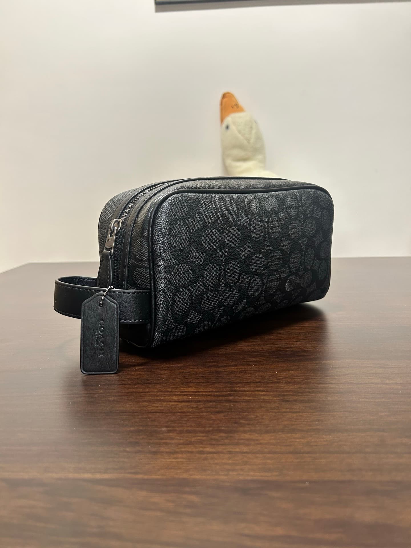 Coach Small Travel Kit in Signature Canvas in Charcoal Grey High