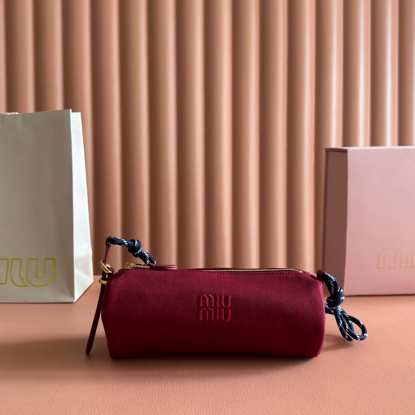 Miu Miu Gabardine pouch Cherry/Baltic Blue 5NE853 TOP