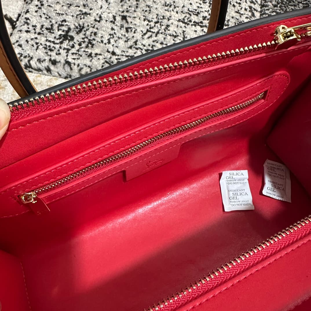 Christian Louboutin Paloma leather tote bag in brown with spikes &studs High