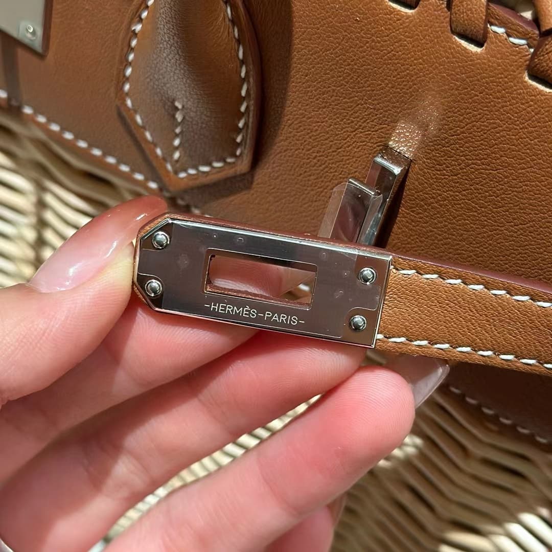 Hermes Picnic Birkin 25cm Bag Osier Wicker Silver Metal WAX High