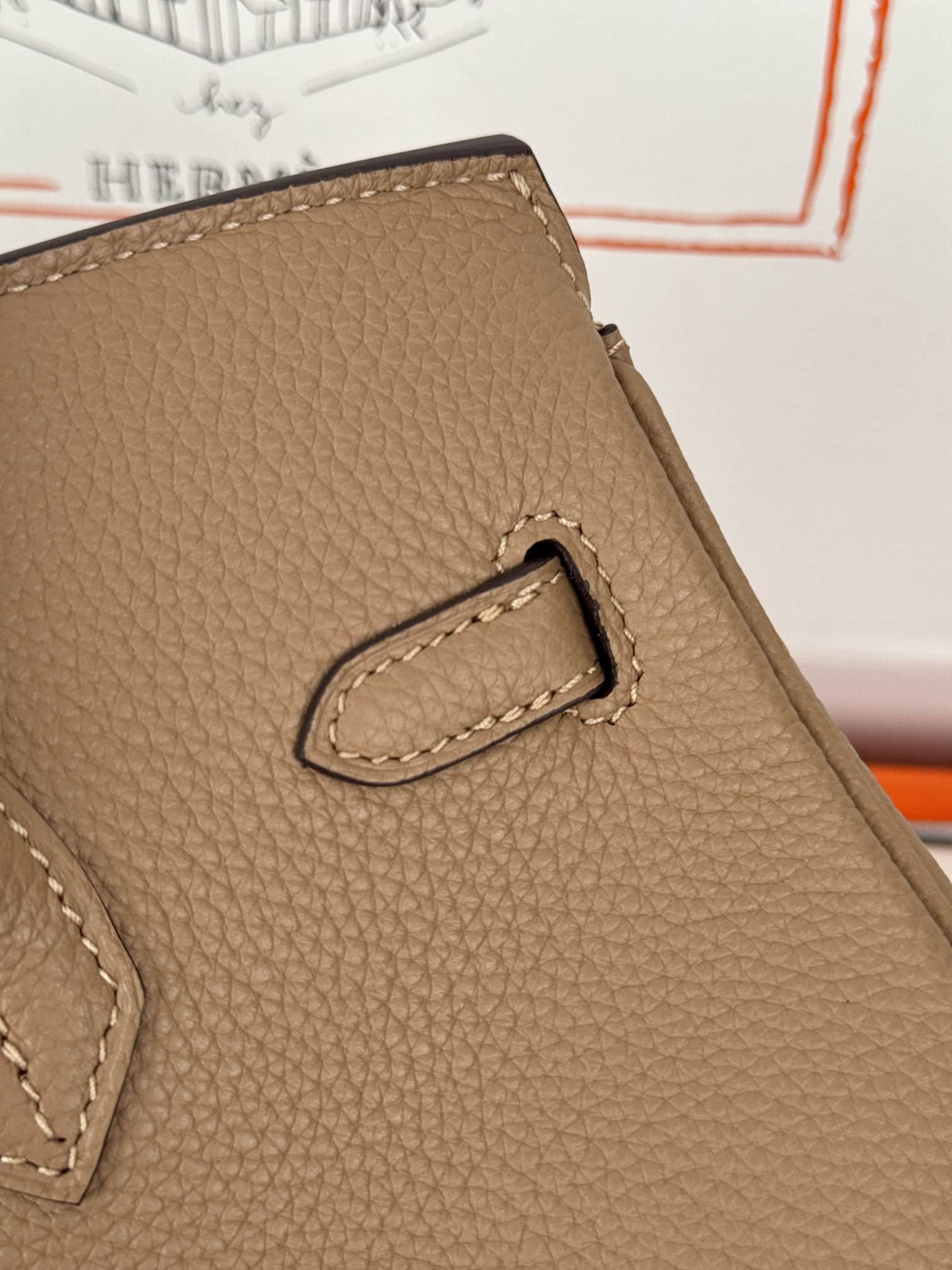 Hermes Birkin 25/30 Bag Togo Calfskin Leather Chai High