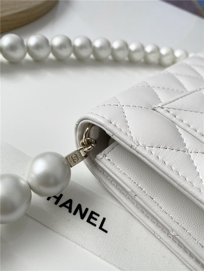 Chanel Wallet on Chain Imitation Pearls White A