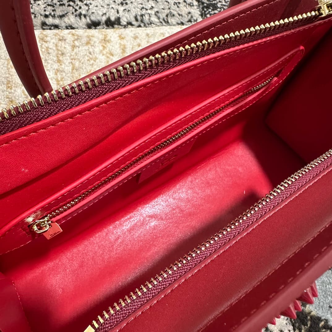 Christian Louboutin Paloma leather tote bag in red with spikes &studs High