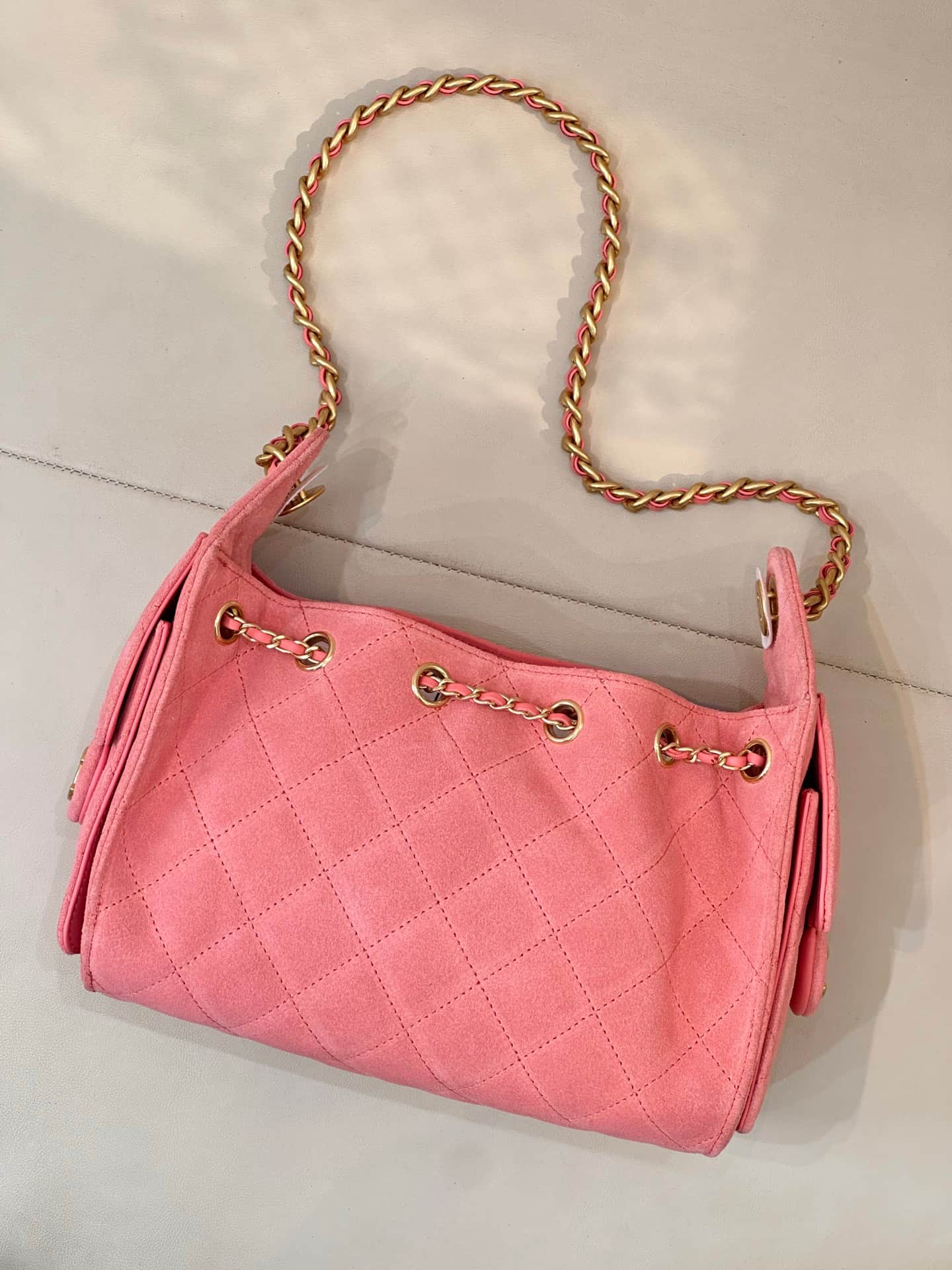 CHANEL 25 Mini Handbag AS5631 Suede &Gold-tone Metal Pink TOP