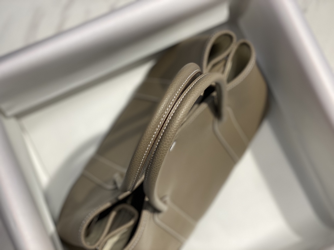 Hermes Garden Party 30/36 Bag Calfskin In Gri Elephant High