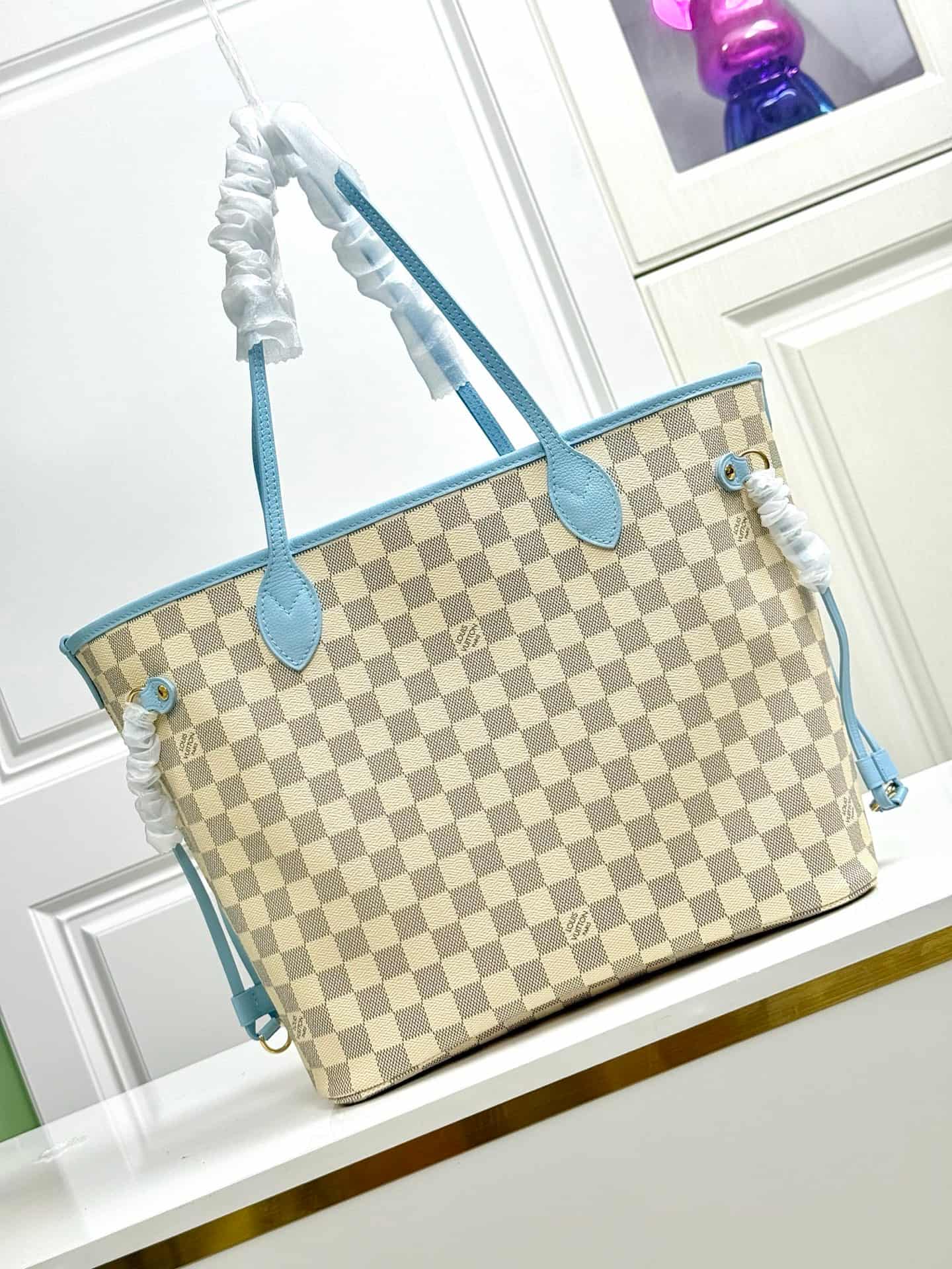 Louis Vuitton Neverfull Inside Out MM Damier Azur/Bleu Olympe Coated canvas N40946 High