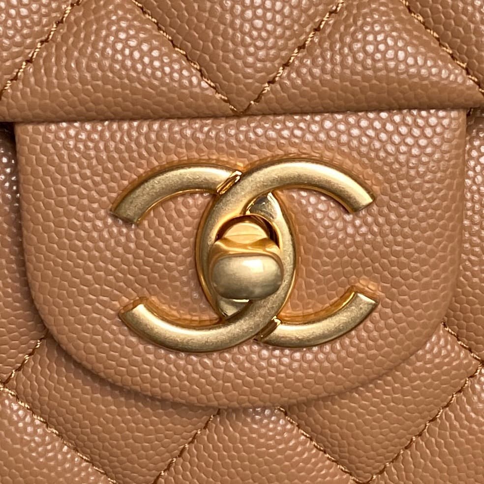 Chanel Small Flap Bag with Top Handle Grained Shiny Calfskin &  Gold-Tone Metal Brown AS5702 A
