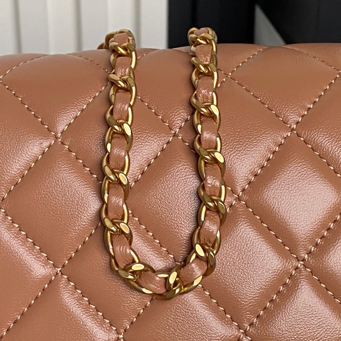 Chanel Classic Flap Bag Lambskin & Gold-Tone Metal AS5756 Tan High